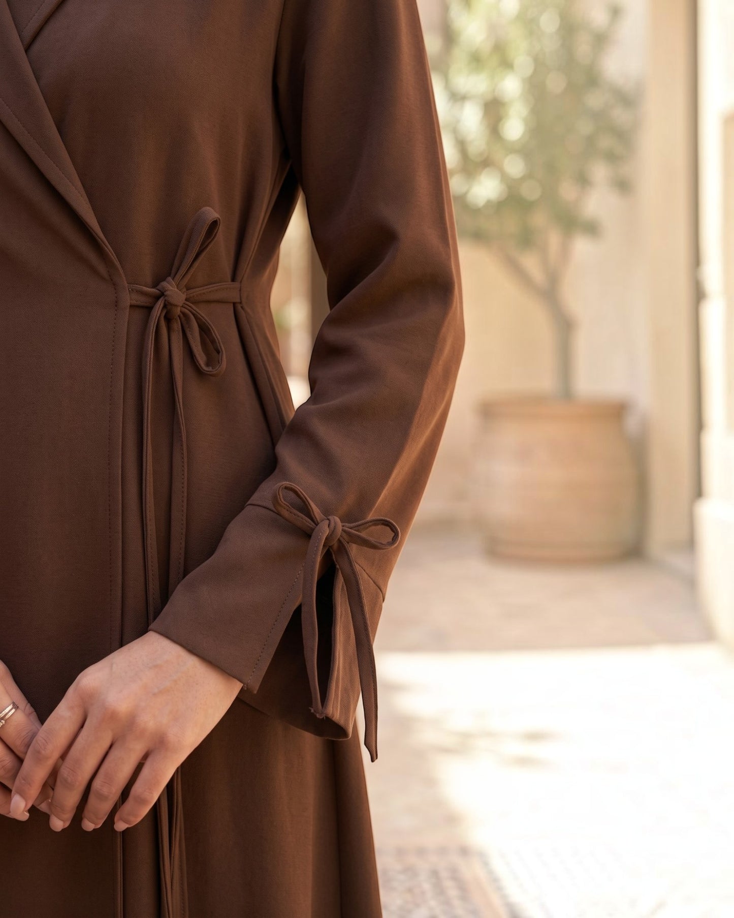 Designer Coat Abaya online in Angrakha Style with Tie Ribbons