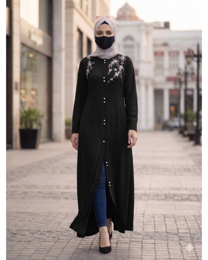 Black  Mahram-Abaya For Wedding  with Handwork Embellishments