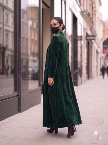 Tailored Velvet Coat Abaya with Lapel Collar