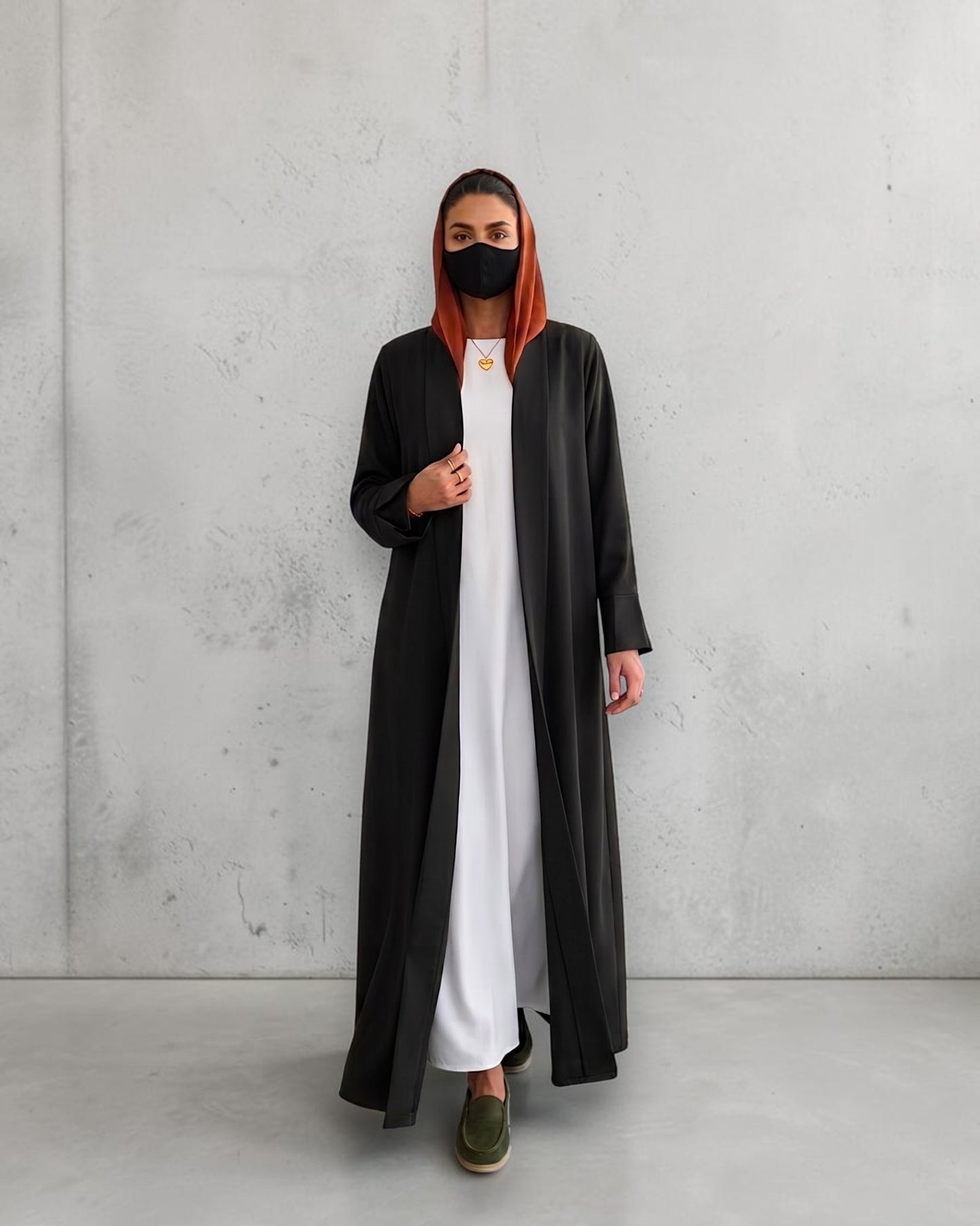 Open Abaya Shrug with Hijab & Optional Inner | open-abaya-shrug| Black