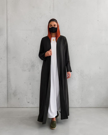 Open Abaya Shrug with Hijab & Optional Inner | open-abaya-shrug| Black