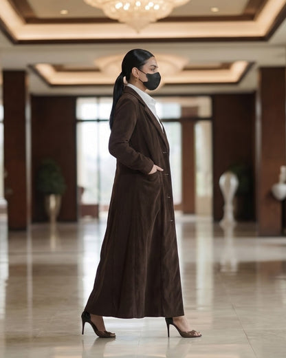 Executive Corduroy Modest Long Coat