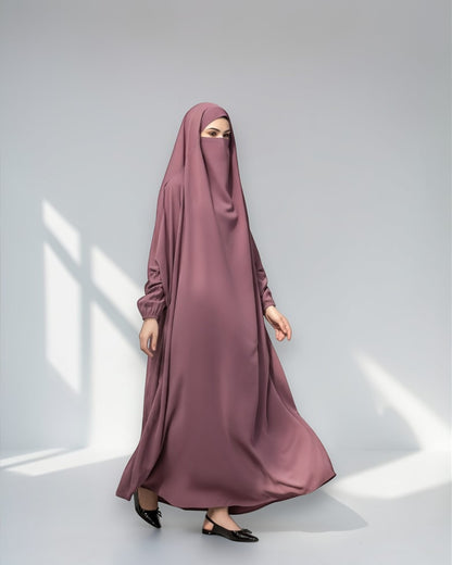 Full Length- Single Piece Jilbab With Adjustable Mouthpiece in Firdaus Fabric