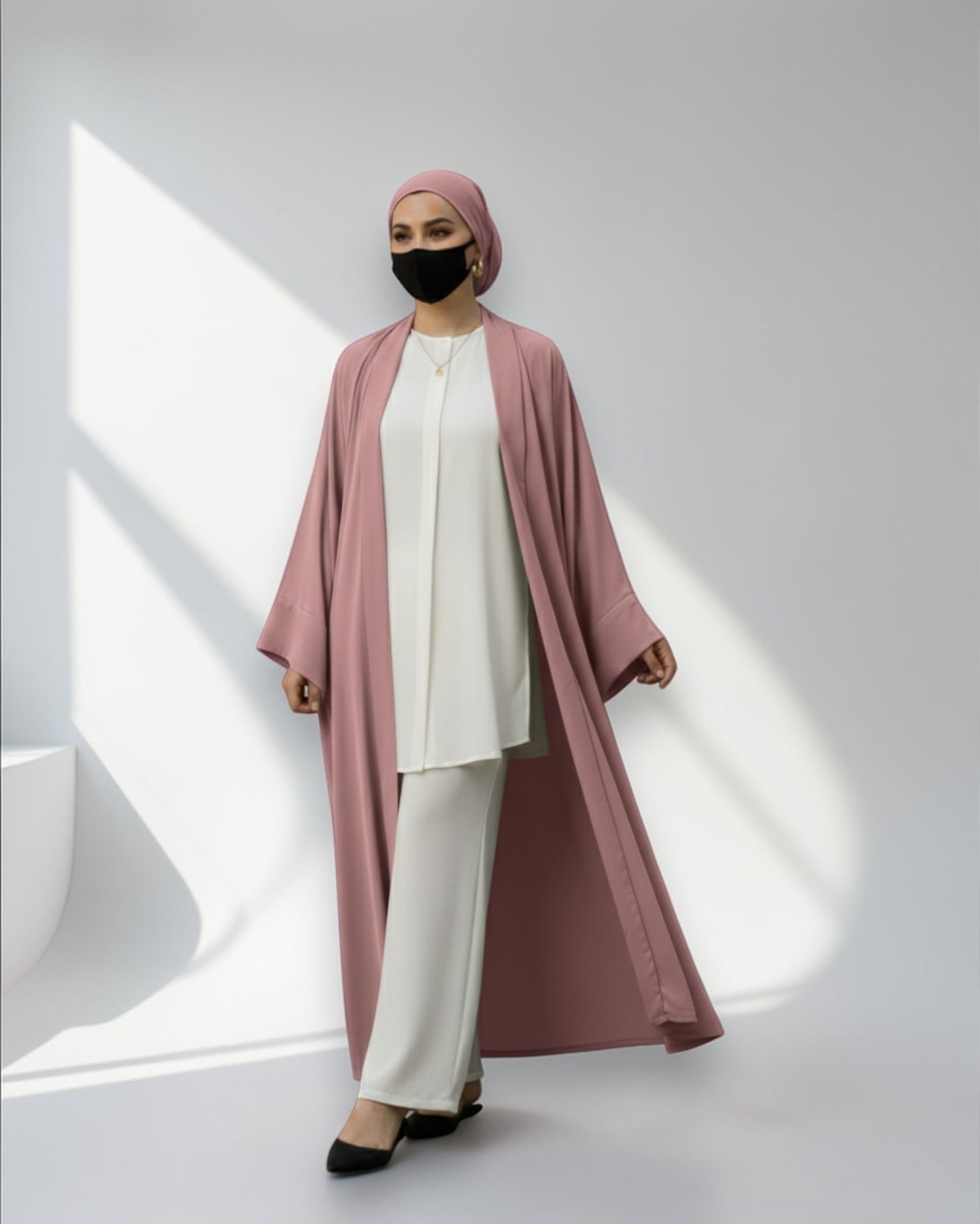 4-Piece Layered Co-Ord Set with Open Shrug & Hijab