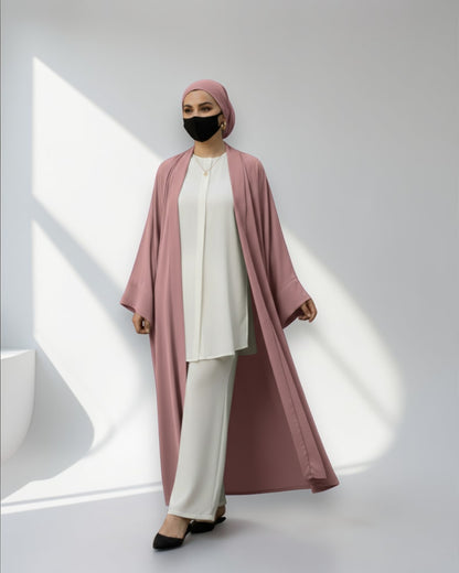 4-Piece Layered Co-Ord Set with Open Shrug & Hijab