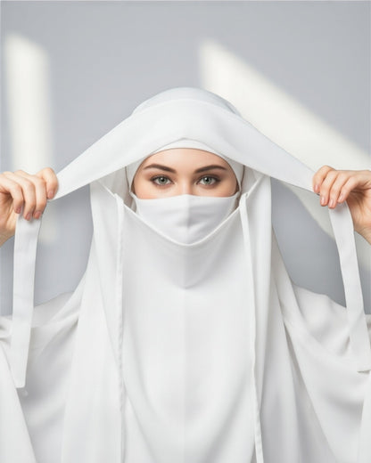 Full Length- Single Piece Jilbab With Adjustable Mouthpiece in Firdaus Fabric