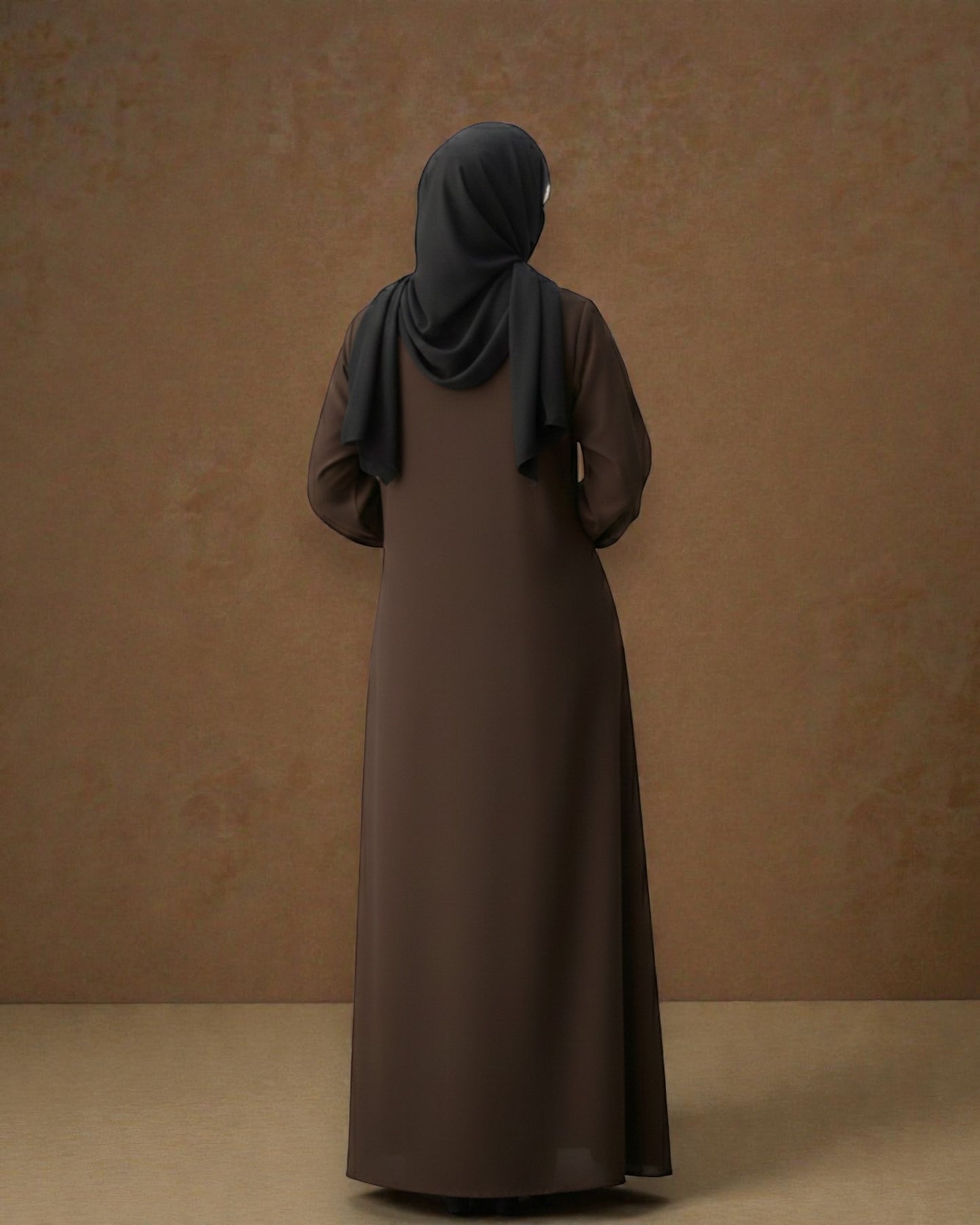 Front Open Abaya with Zipper Opening, Umbrella Flare and Matching Belt