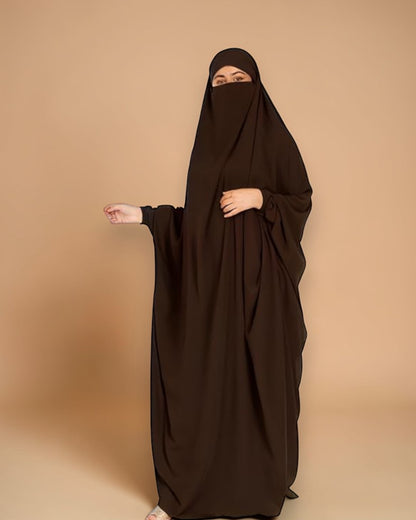Full Length- Single Piece Jilbab With Adjustable Mouthpiece in Firdaus Fabric