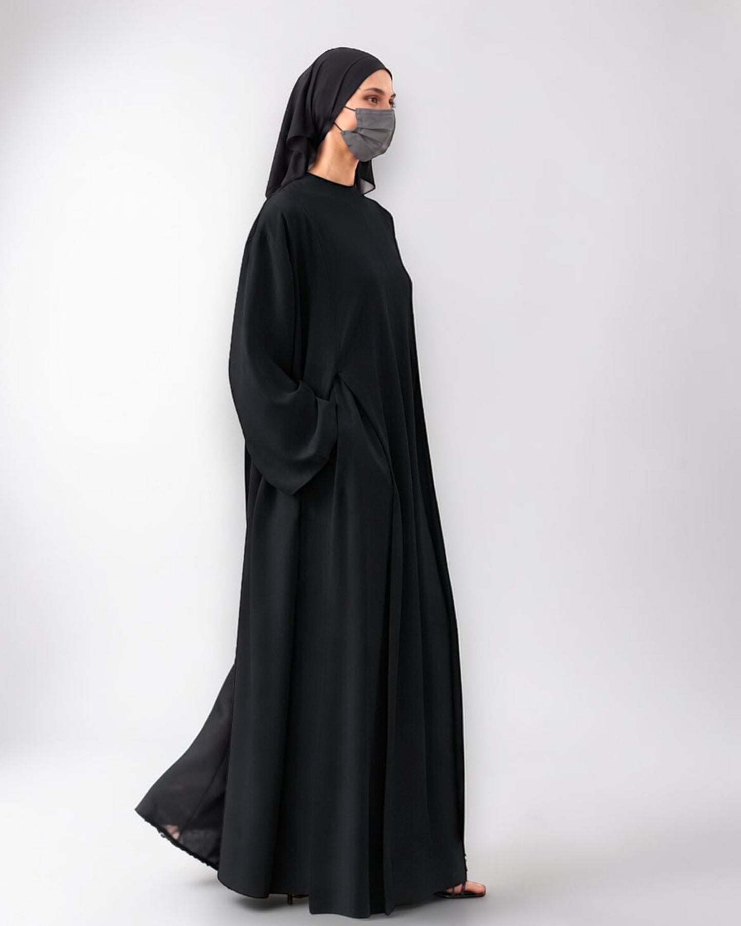 Black Abaya-like Co-ord Set with Long Tunic and Elasticated Bottom
