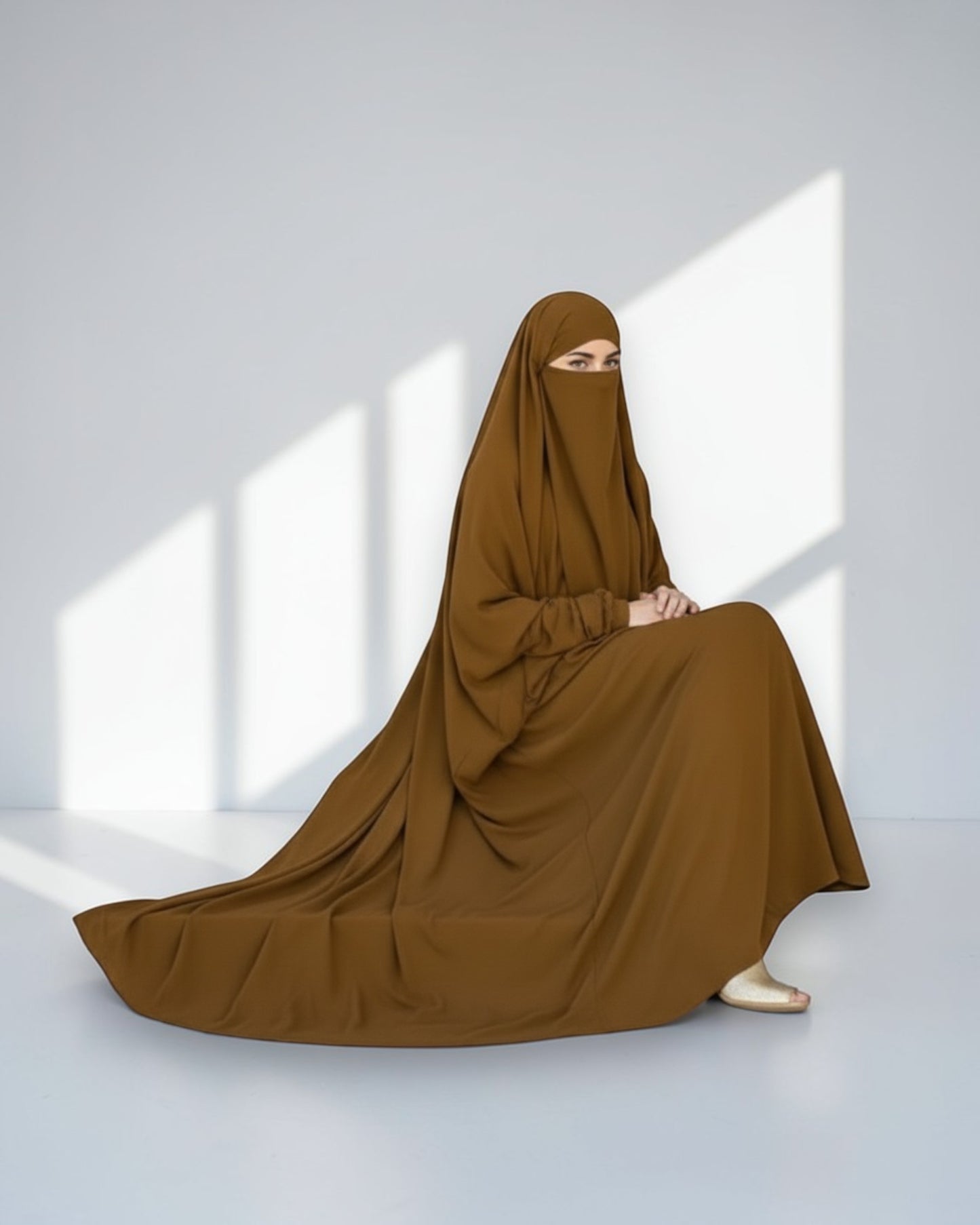 Full Length- Single Piece Jilbab With Adjustable Mouthpiece in Firdaus Fabric