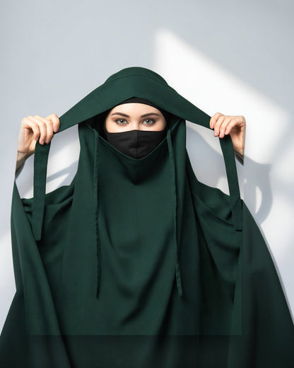 Full Length- Single Piece Jilbab With Adjustable Mouthpiece in Firdaus Fabric