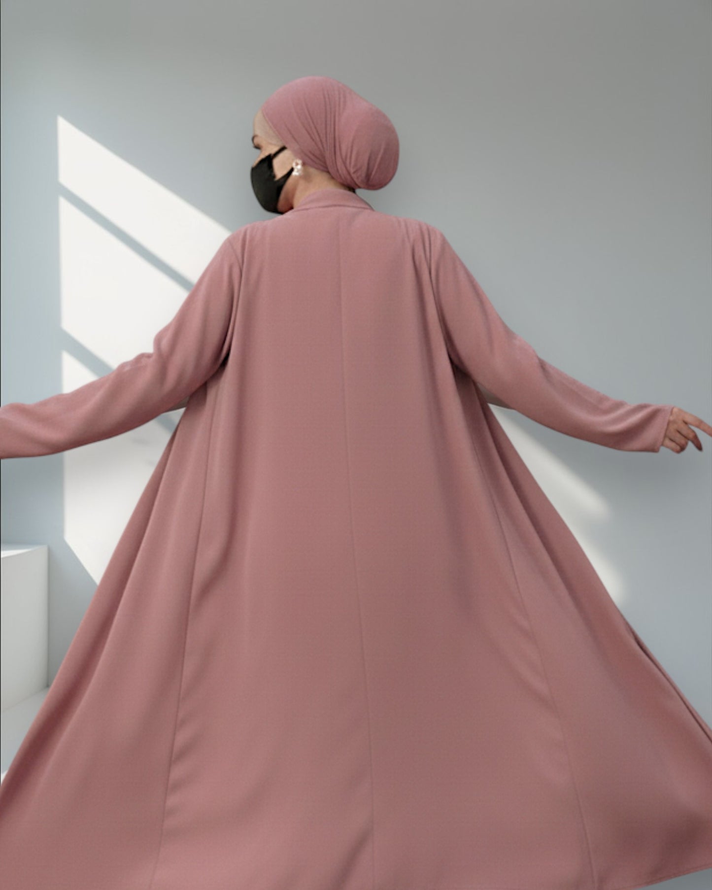 4-Piece Layered Co-Ord Set with Open Shrug & Hijab