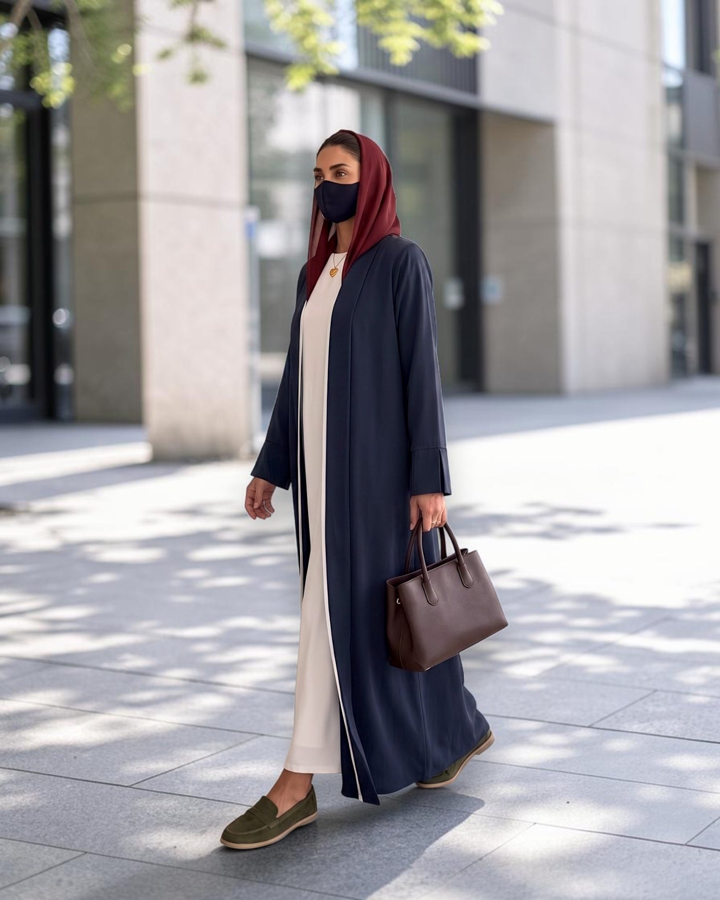 Open Abaya Shrug with Hijab & Optional Inner | open-abaya-shrug| Navy Blue