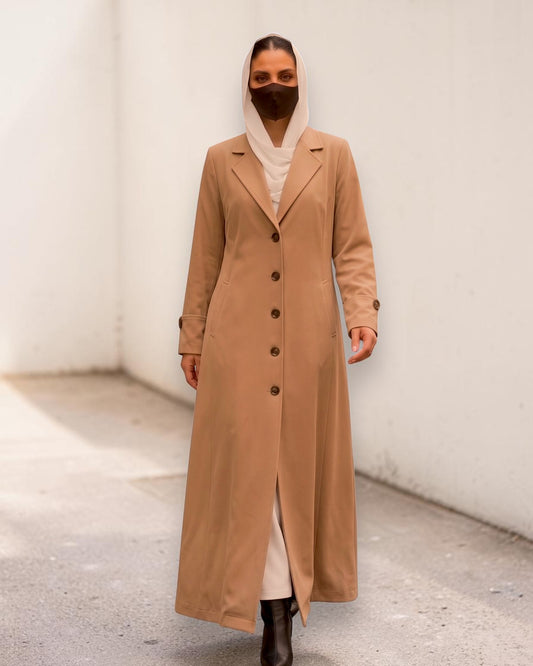 Abaya style long coat without Lining | Free Matching Hijab