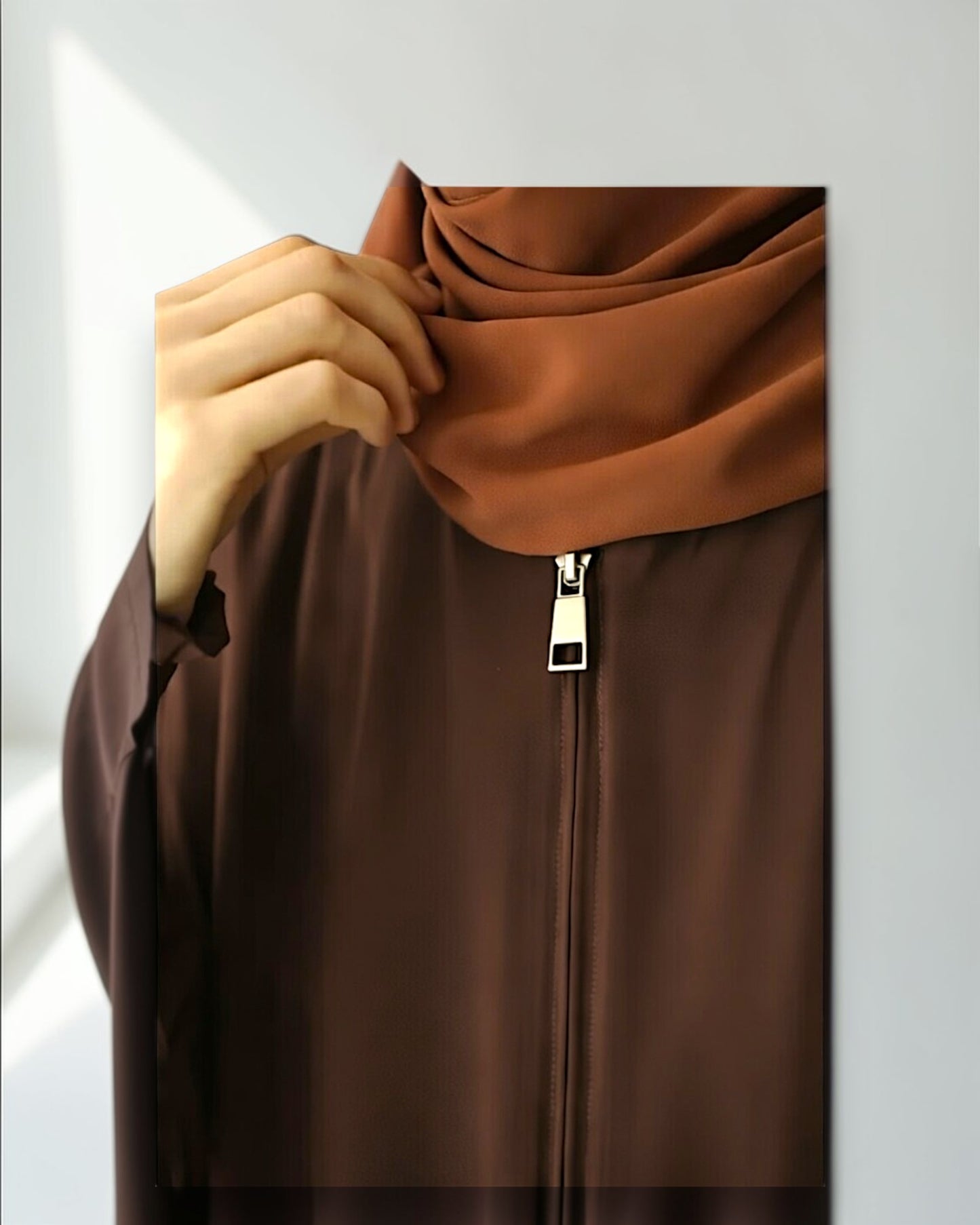 Front Open Kaftan Abaya in Premium Seltos Fabric with Full Zipper