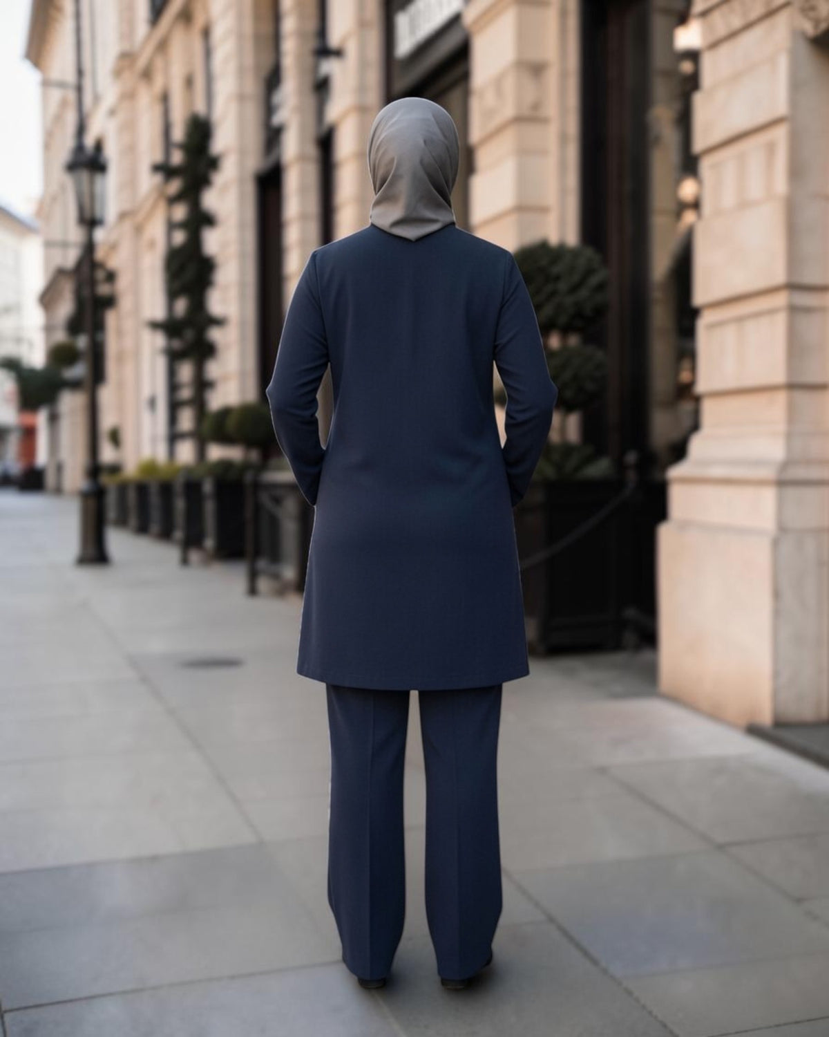 2-Piece Modest Co-Ord Set with Zipper Top & Elasticated Trousers | Optional Hijab