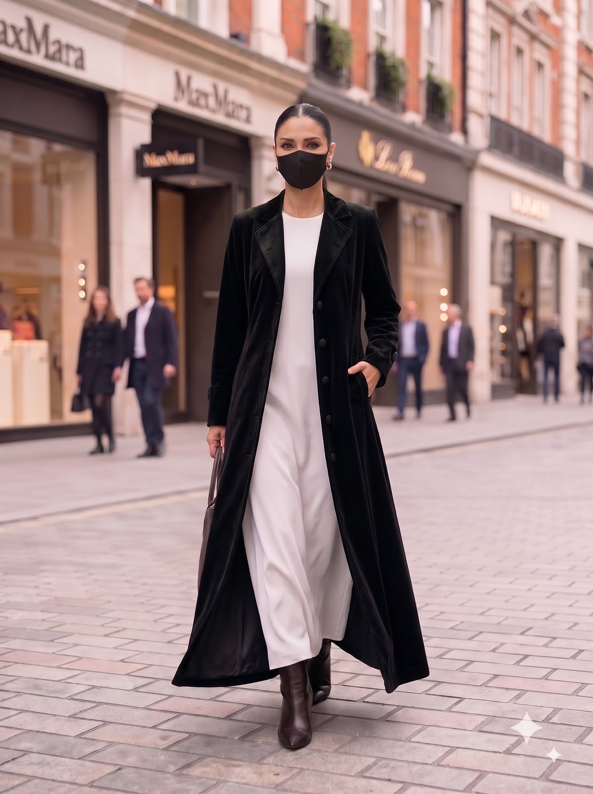 Tailored Long Velvet Abaya Coat