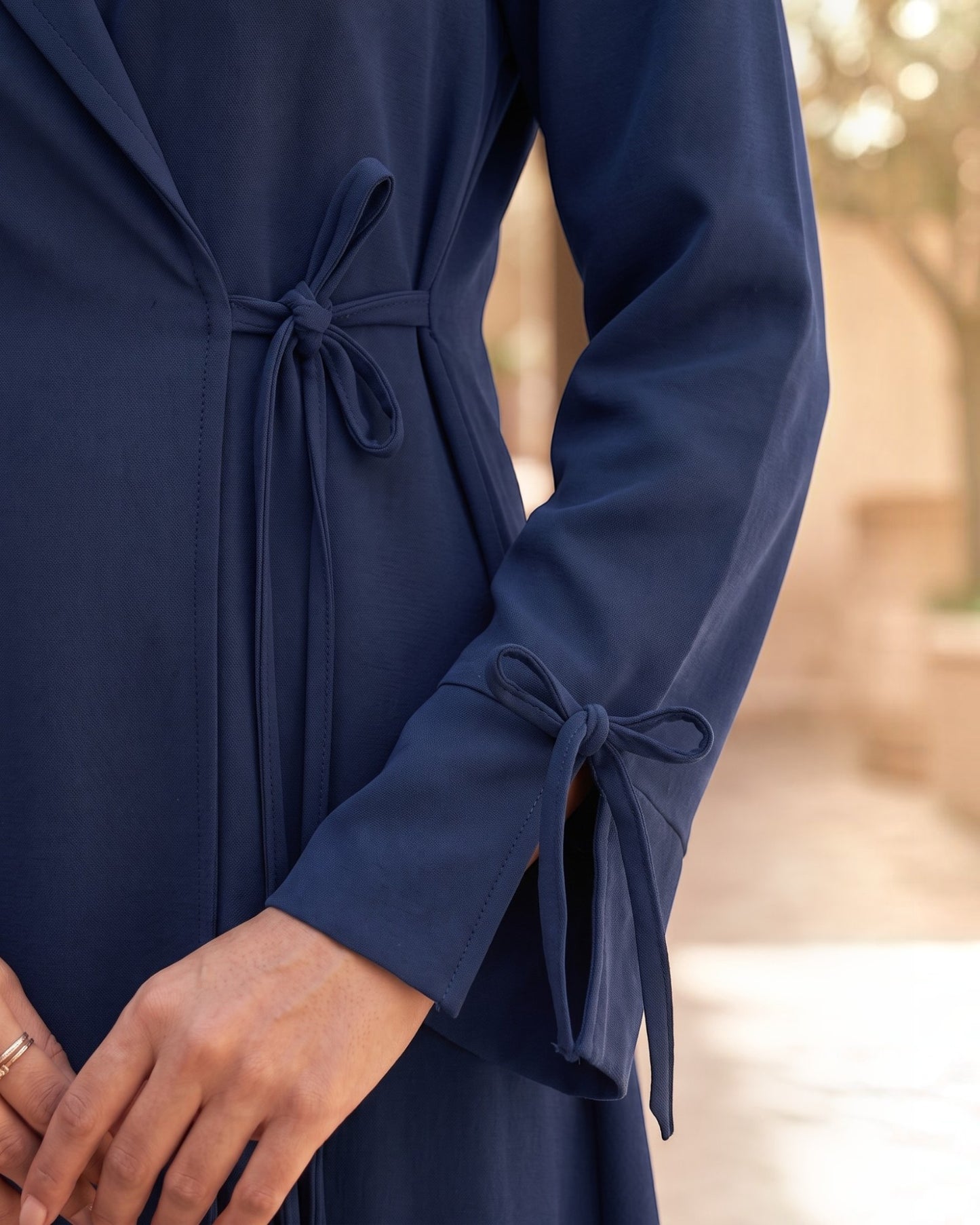 Designer Coat Abaya in Angrakha Style with Tie Ribbons