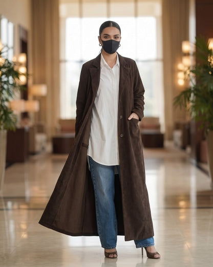 Executive Corduroy Modest Long Coat