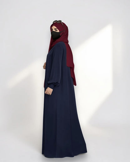 Blue Abaya for Women with Mandarin Collar