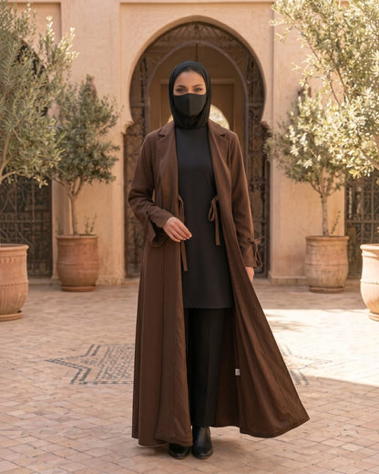 Designer Coat Abaya online in Angrakha Style with Tie Ribbons