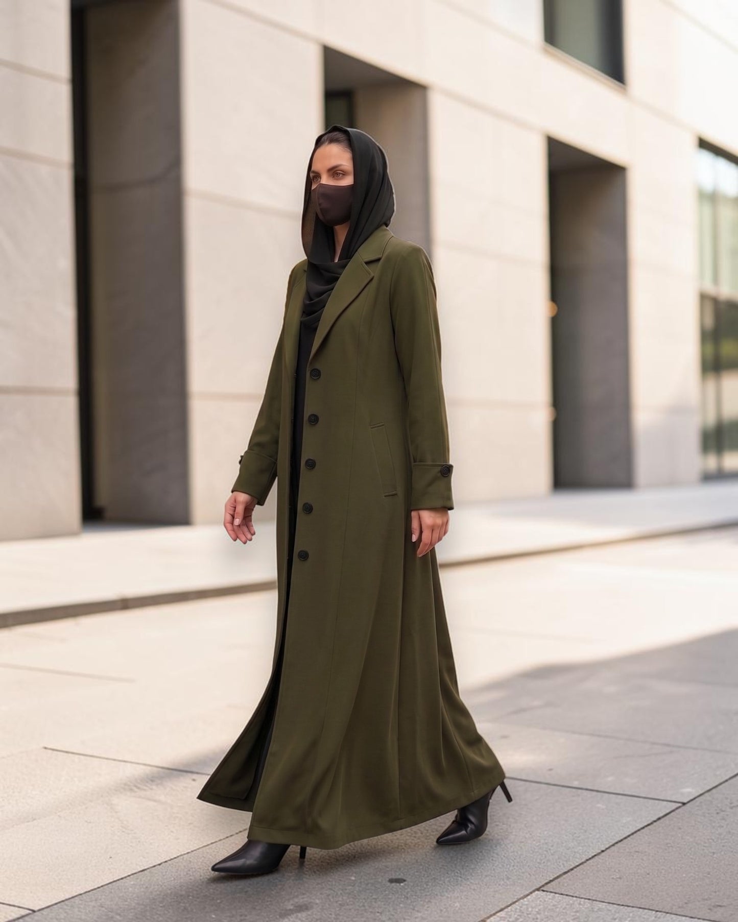 Abaya fit coat without Lining | Free Matching Hijab