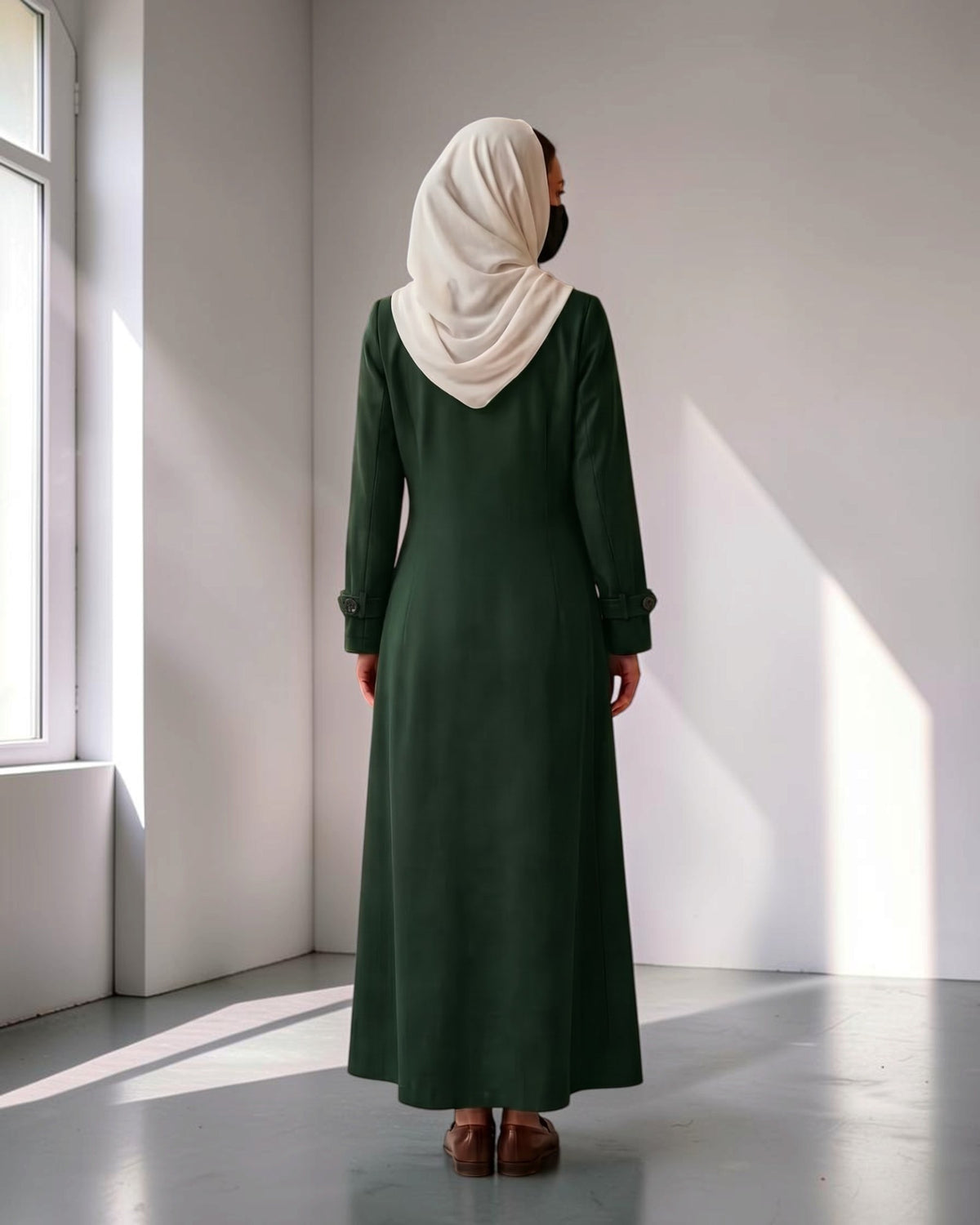 Executive Abaya Coat with Structured Shoulders (Hunter Green)