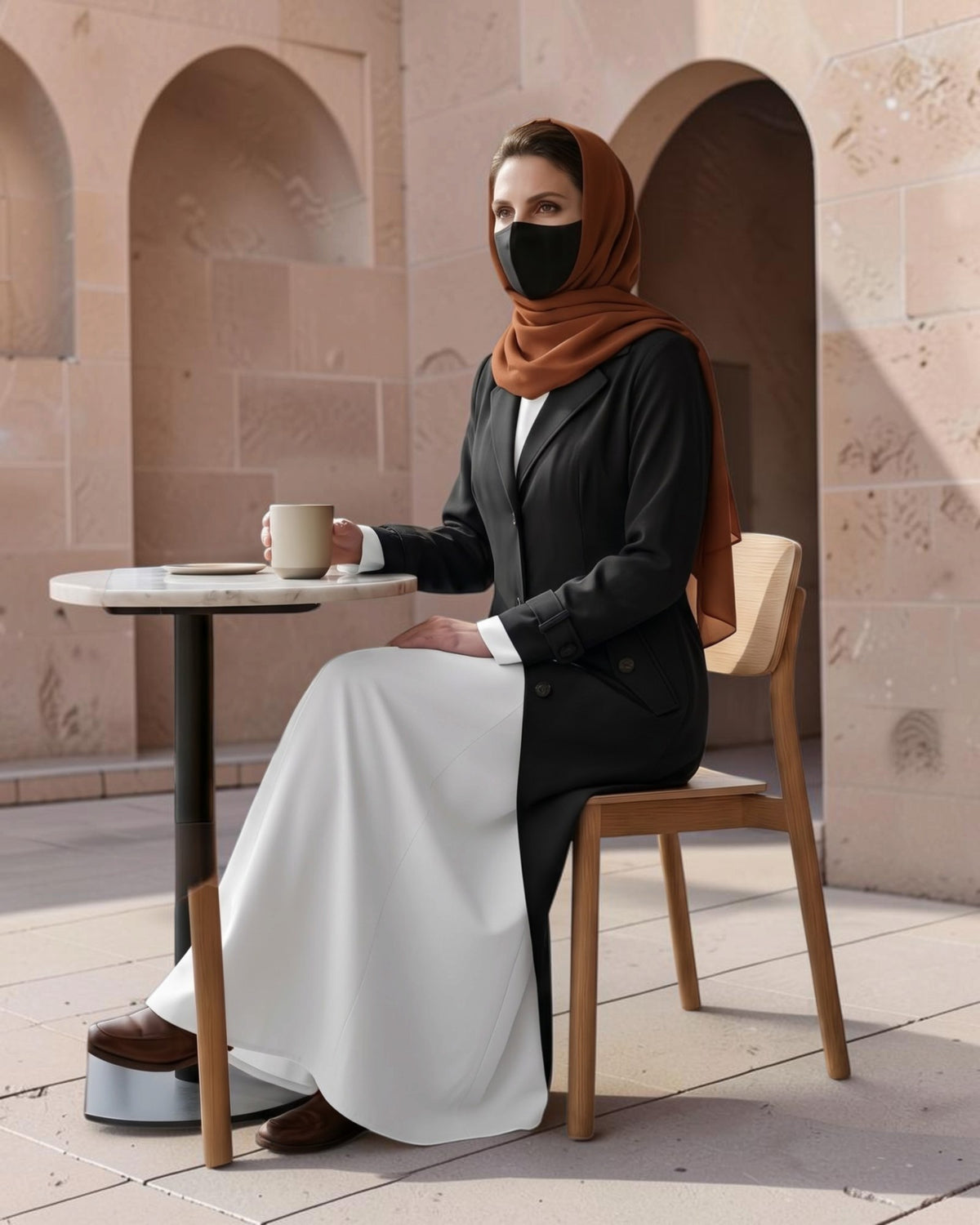 Executive Abaya Coat with Structured Shoulders (Black)