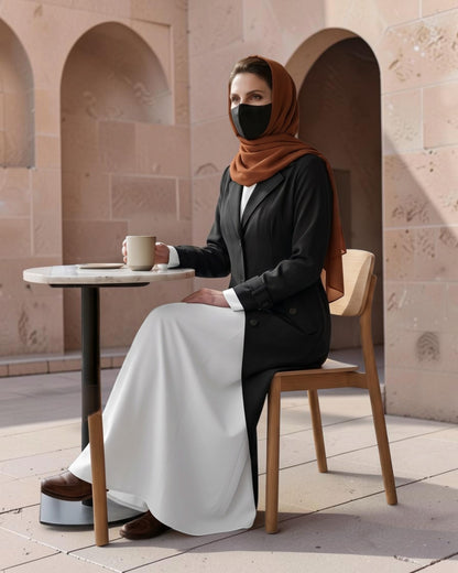 Executive Abaya Coat with Structured Shoulders (Black)