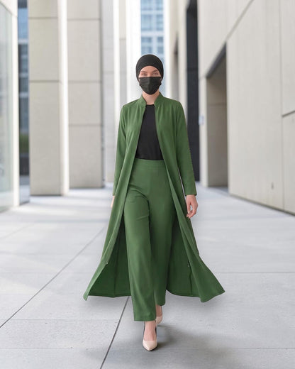 Modest Workwear Long Top with Hijab | Optional Pant |Jade Green