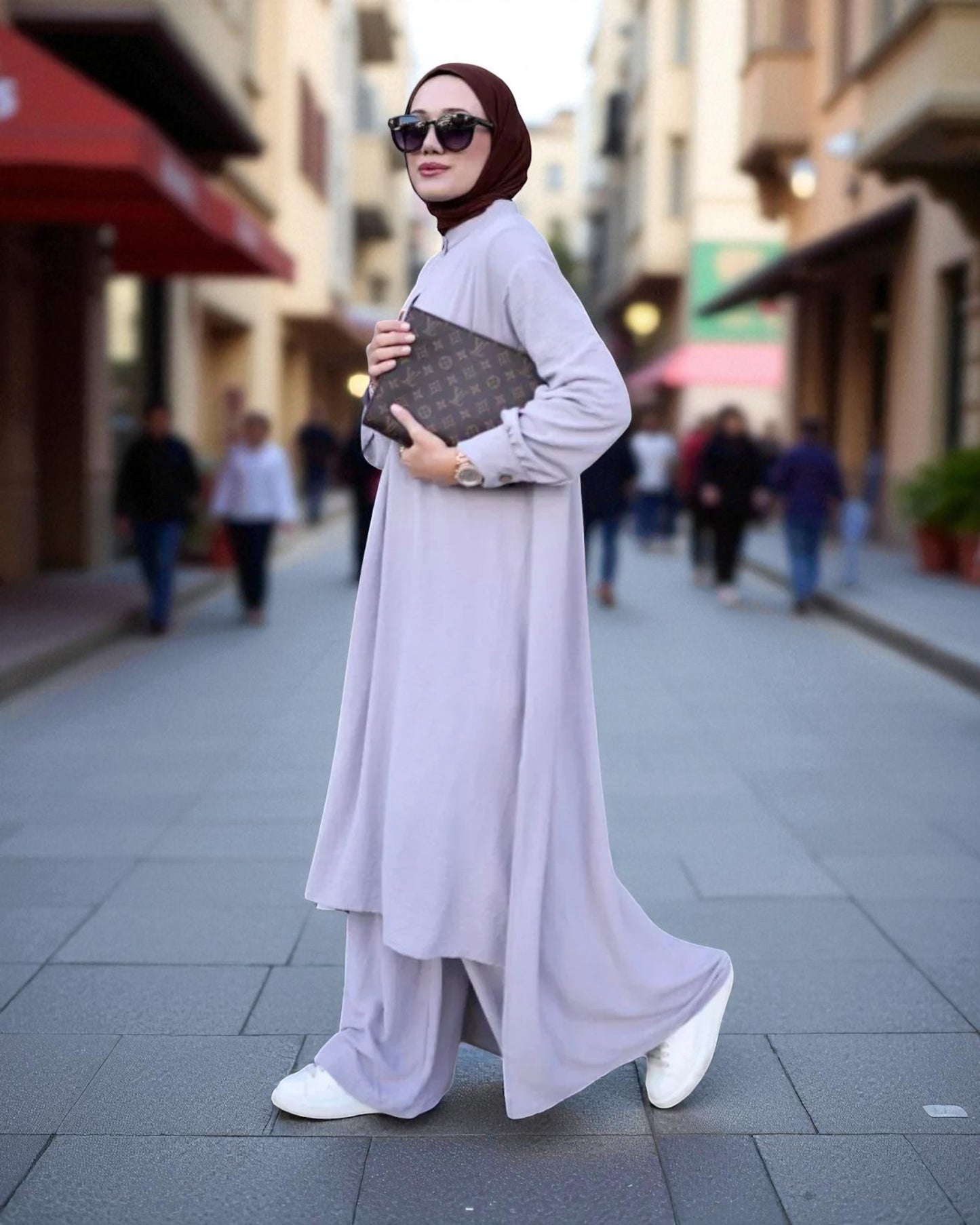 Co-ord Abaya Set for Women Ð Firdaus Fabric with Wide Palazzo & Tunic