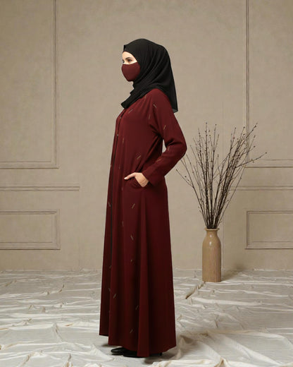 Front Open Mahram-Abaya with Handwork – Premium Praada Fabric