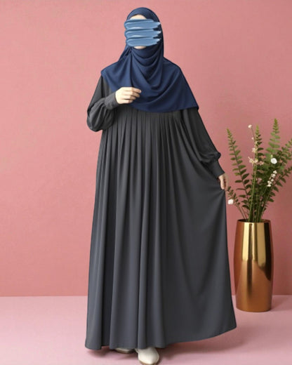 Turkish Style Pleated Abaya with Concealed Zipper