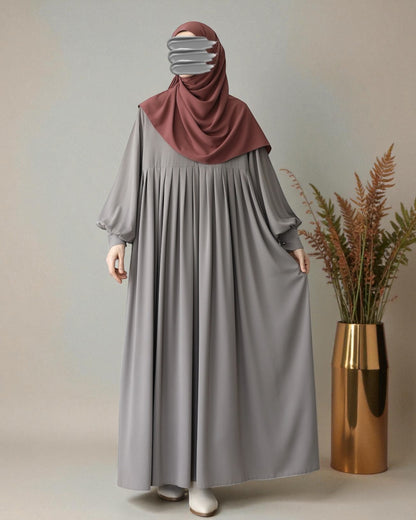 Turkish Style Pleated Abaya with Concealed Zipper