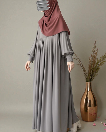 Turkish Style Pleated Abaya with Concealed Zipper