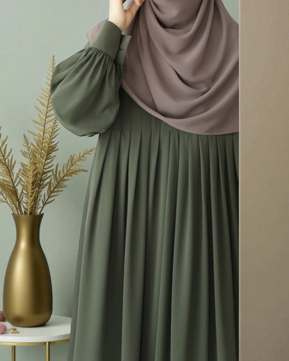 Turkish Style Pleated Abaya with Concealed Zipper