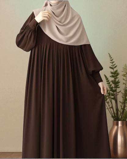 Turkish Style Pleated Abaya with Concealed Zipper