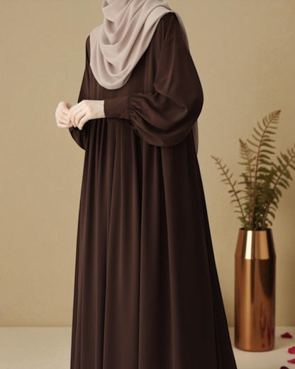 Turkish Style Pleated Abaya with Concealed Zipper