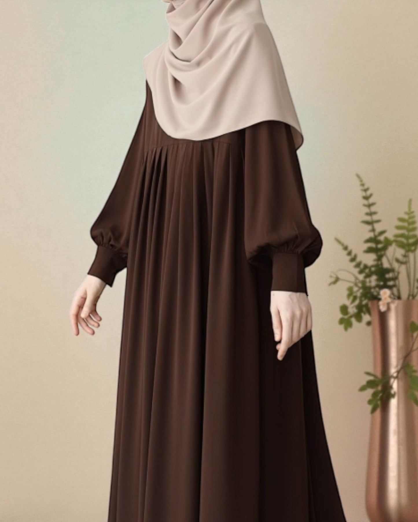 Turkish Style Pleated Abaya with Concealed Zipper