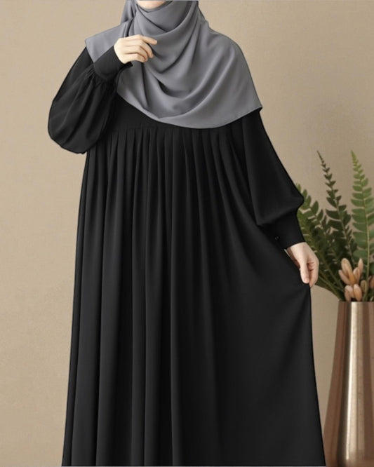 Turkish Style Pleated Abaya with Concealed Zipper