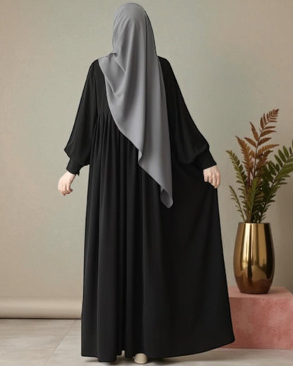 Turkish Style Pleated Abaya with Concealed Zipper