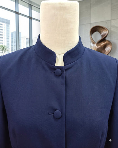 Business Suit for Women with Coat-Style Top | Optional Trouser & Hijab | Navy Blue