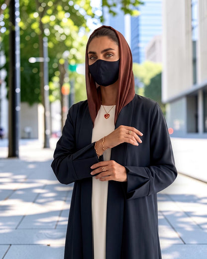 Open Abaya Shrug with Hijab & Optional Inner | open-abaya-shrug| Navy Blue