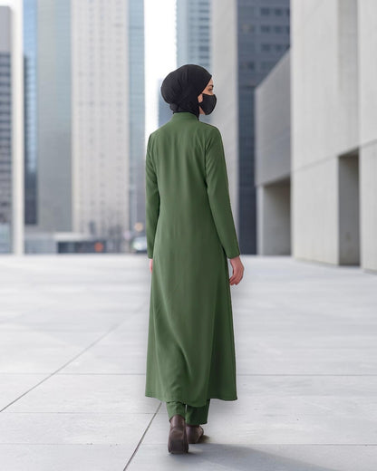 Modest Workwear Long Top with Hijab | Optional Pant |Jade Green