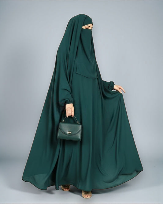 Full Length- Single Piece Jilbab With Adjustable Mouthpiece in Firdaus Fabric