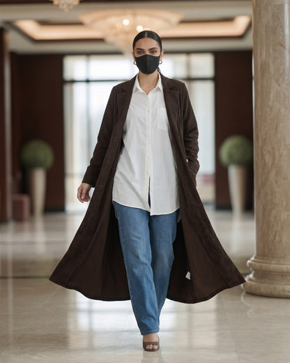 Executive Corduroy Modest Long Coat