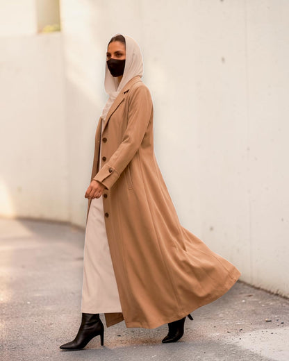 Abaya style long coat without Lining | Free Matching Hijab