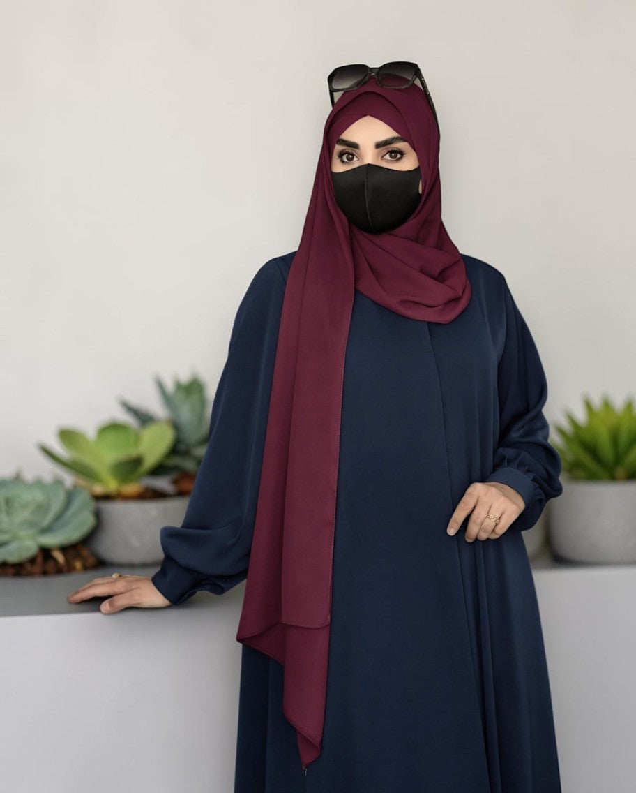 Blue Abaya for Women with Mandarin Collar