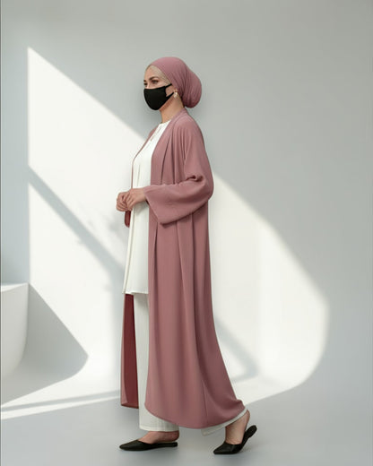 4-Piece Layered Co-Ord Set with Open Shrug & Hijab