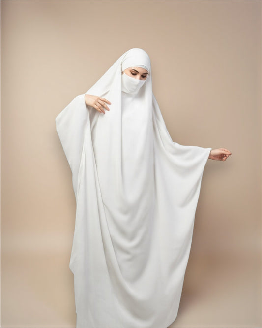 Full Length- Single Piece Jilbab With Adjustable Mouthpiece in Firdaus Fabric